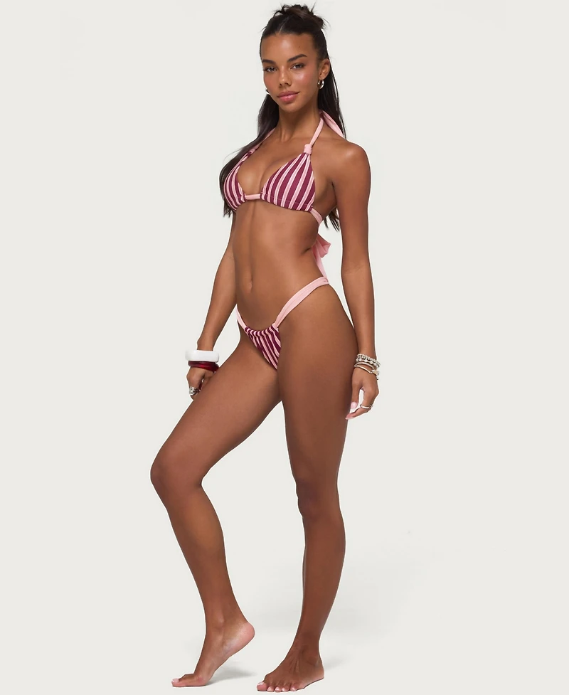 Edikted Women's Esmer Contrast Striped Bikini Bottom