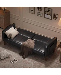 gaomon Futon Sofa Bed, 75-Inch Modern Faux Leather Convertible Couch, Mid-Century Loveseat for Small Space, Living Room, Bedroom.