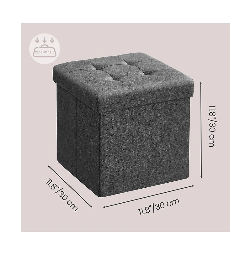 Slickblue Foldable Storage Footrest Stool Bench with Hidden Organizer Space