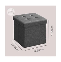 Slickblue Foldable Storage Footrest Stool Bench with Hidden Organizer Space