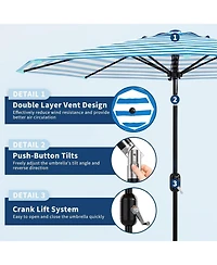 gaomon Outdoor 9FT Stripe Outdoor Patio Umbrella, Uv Protection Waterproof for Pool Deck Yard