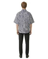 Modenaire Men's Printed Button Front Short Sleeve Shirt