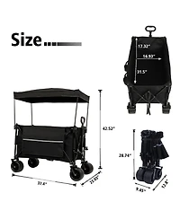 Mondawe 480lbs Collapsible Storage Wagon Utility Carts with Mosquito Net & Removable Canopy