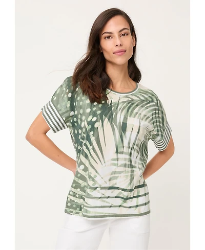 Olsen Women's Abstract Palm Print T-Shirt