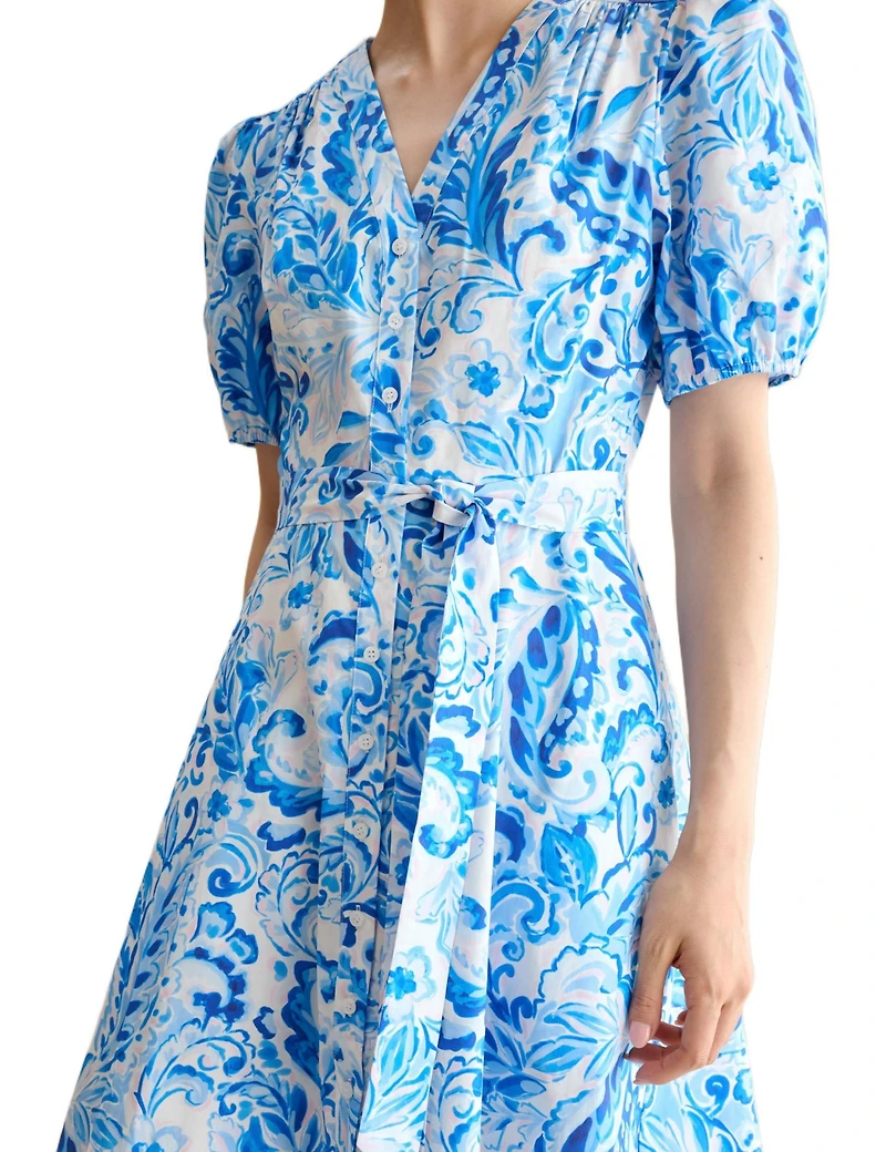 Hobbs London Women's Libby Short Sleeve V-Neck Midi Dress