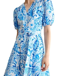 Hobbs London Women's Libby Short Sleeve V-Neck Midi Dress