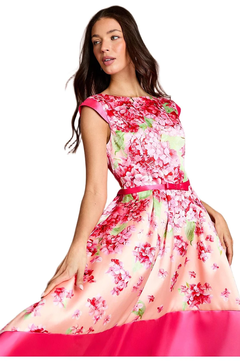Coast Women's Twill Hi-lo Floral Printed Midi Dress