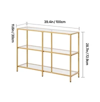 Sugift 3-Tier Glass Console Table Rectangle Sofa Side Table with Anti-Tip Device