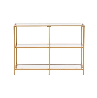 Sugift 3-Tier Glass Console Table Rectangle Sofa Side Table with Anti-Tip Device