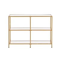 Sugift 3-Tier Glass Console Table Rectangle Sofa Side Table with Anti-Tip Device