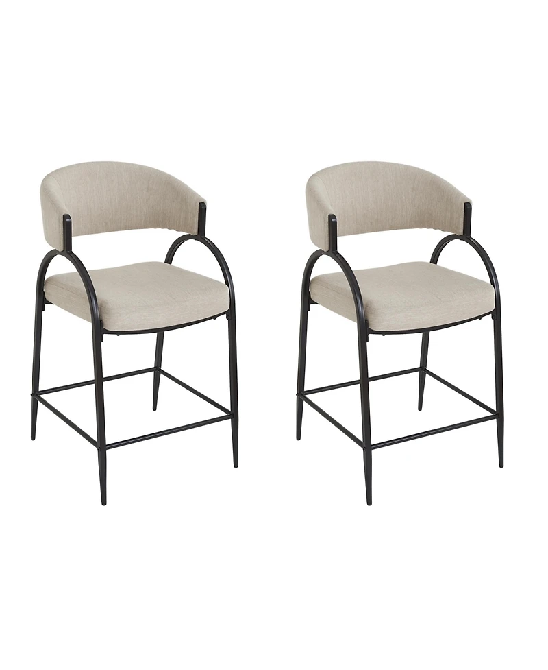 flynama Modern Fabric Bar Stools Set of 2 with Back, Metal Frame