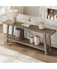 gaomon 70.8" Extra Long Console Table, 2 Tier Narrow Sofa Table for Behind Couch, Entryway Hallway Living Room, Farmhouse Style