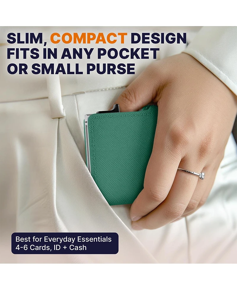 Conceal Plus Rfid Pop Up Wallet for Women - Slim Minimalist Credit Card Holder (4-6 Capacity) Aluminum Metal Case