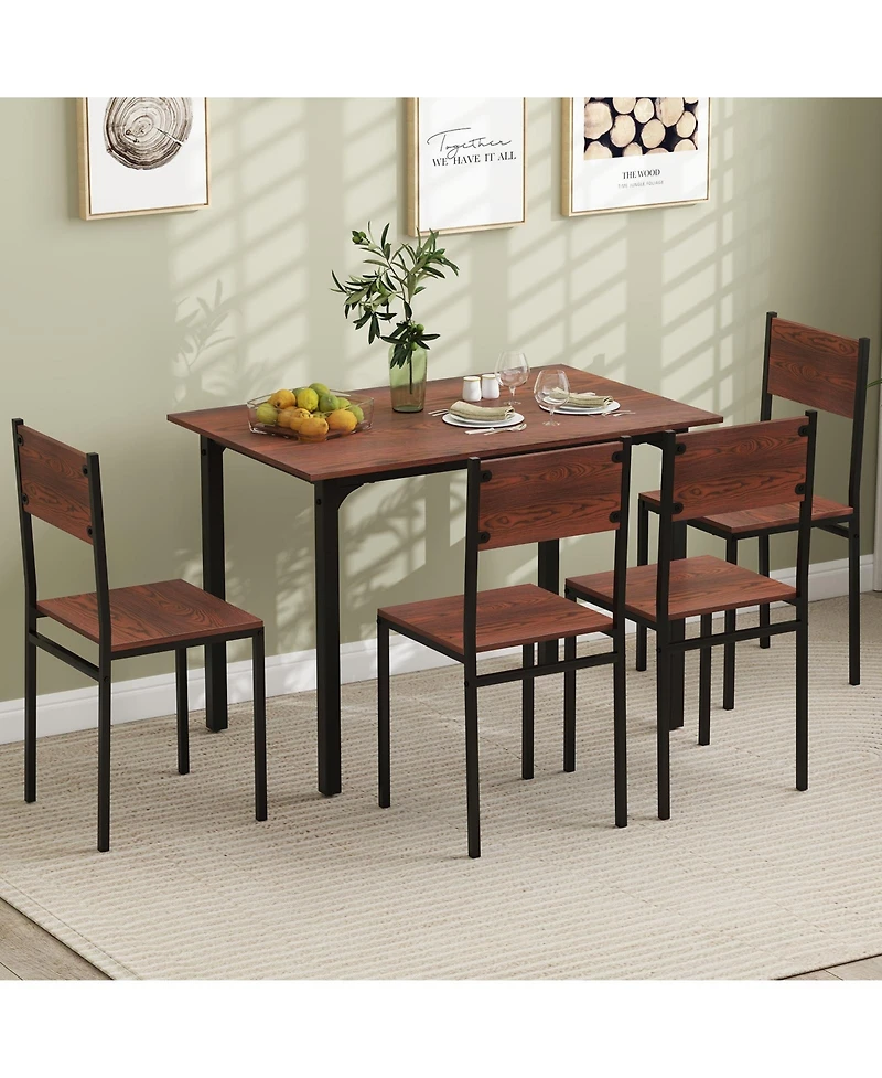 Slickblue 5 Piece Dining Table Set for 4 Industrial Kitchen Table Set