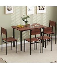 Slickblue 5 Piece Dining Table Set for 4 Industrial Kitchen Table Set
