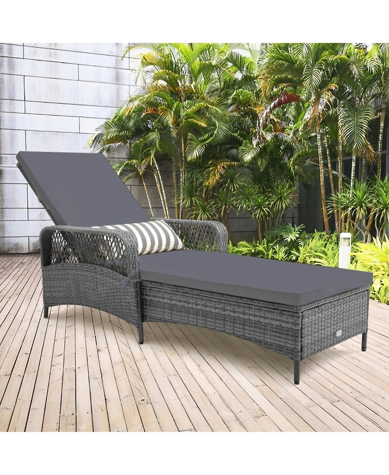 Sugift Outdoor Chaise Lounge Chair Patio Recliner with 6-Level Backrest