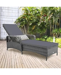 Sugift Outdoor Chaise Lounge Chair Patio Recliner with 6-Level Backrest