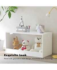 Rainsken Wooden Toy Box Storage Organizer for Kids, Modern Toy Storage Bin, Toy Chest Plush Toys Books, for Boys Girls Nursery Bedroom Playroo