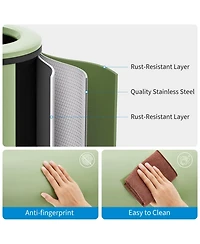 gaomon Commercial 10.6 Gal Open Top Stainless Steel Trash Can, 40L Round Bin with Removable Inner Bucket, Fingerprint-r