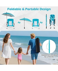 Sugift 2 Pack Beach Chair for Adults with Adjustable Parasol