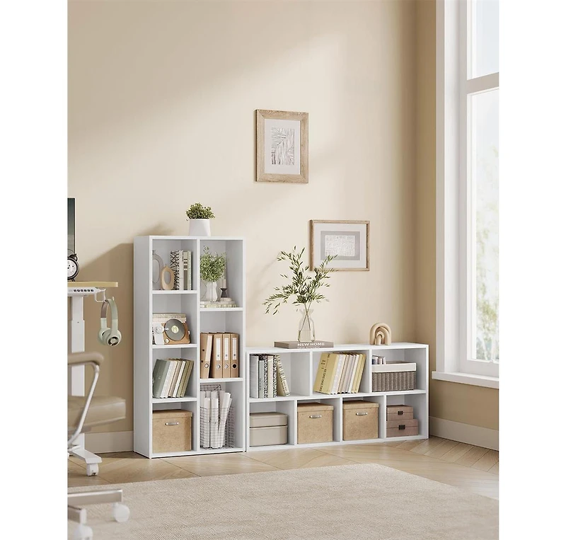 Slickblue Modern Bookshelf with 7 Cube Compartments Storage Shelf