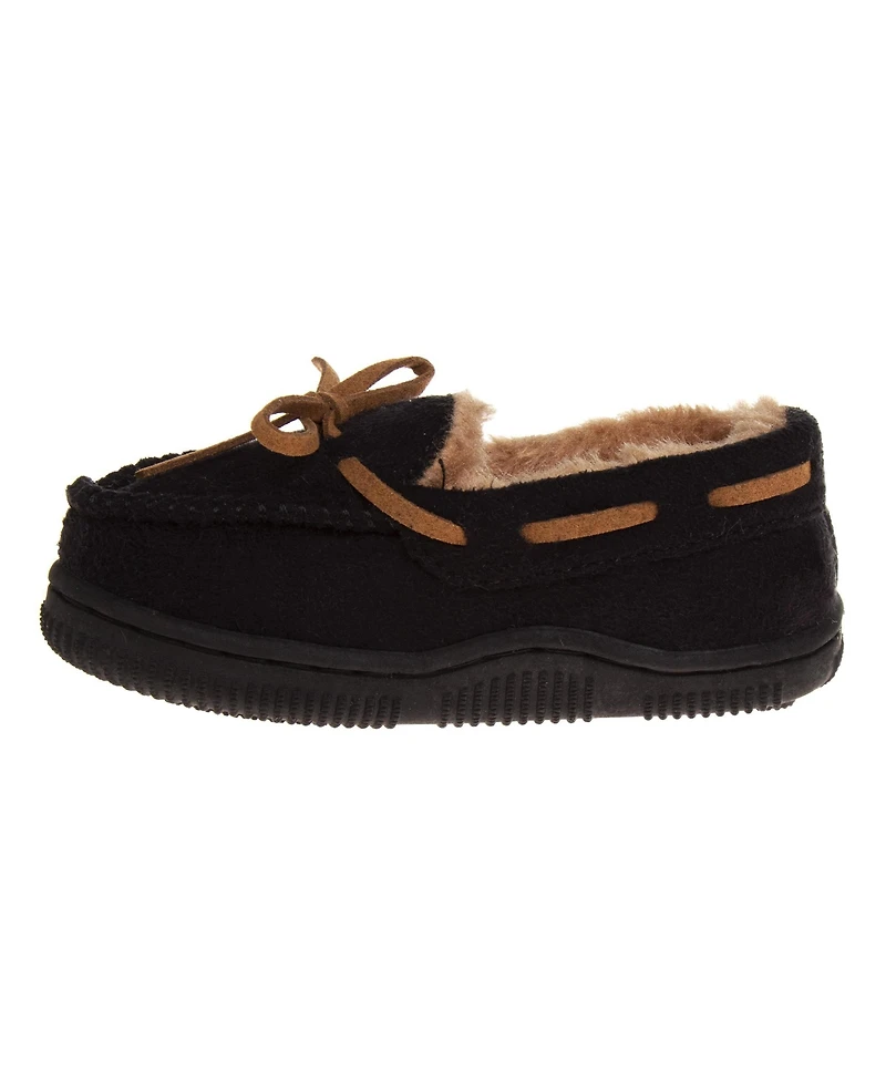 Beverly Hills Polo Club Big Boys Moccasins Slippers Classic Fuzzy Lining Cozy Indoor/Outdoor Sole SlipOn Comfort (Little / Kid)