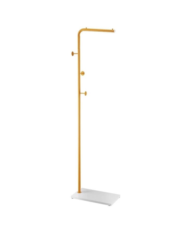 Sugift Coat Rack Freestanding with Quartz Stone Base and 3 Round Hooks for Entryway
