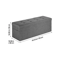 Sugift Foldable Storage Ottoman Bench End of Bed with Side Bags