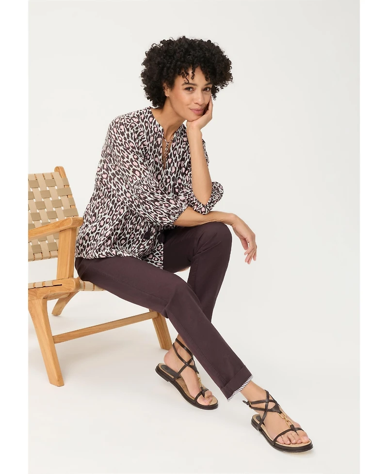 Olsen Women's Leopard Tunic Blouse