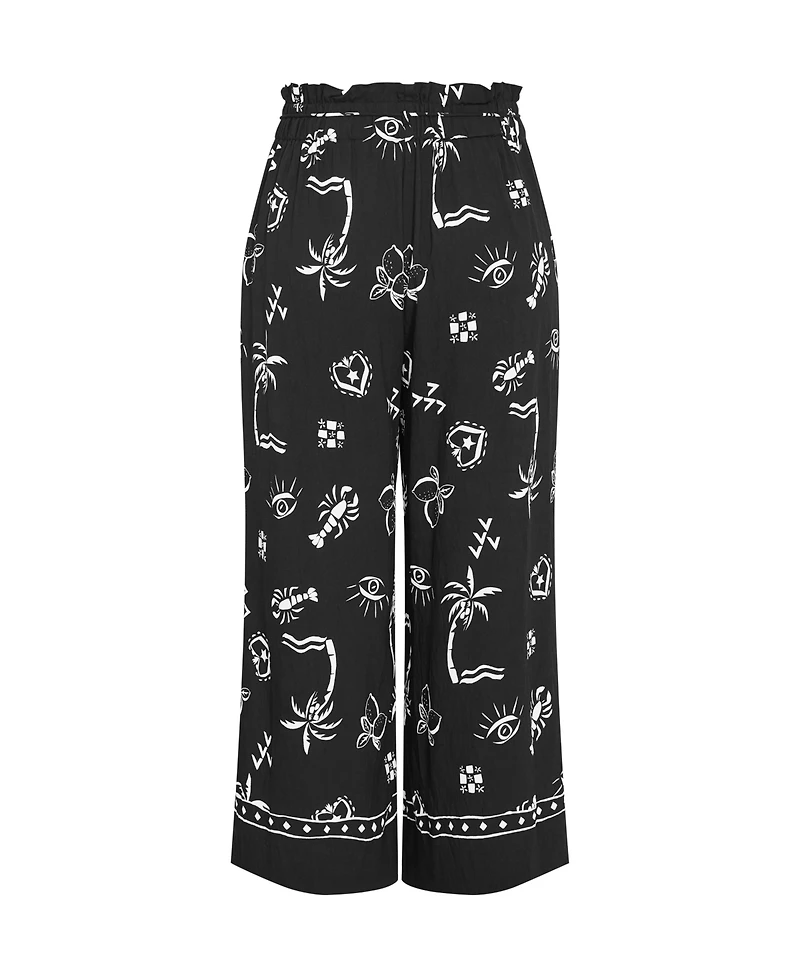 City Chic Women's Resort Border Print Pant