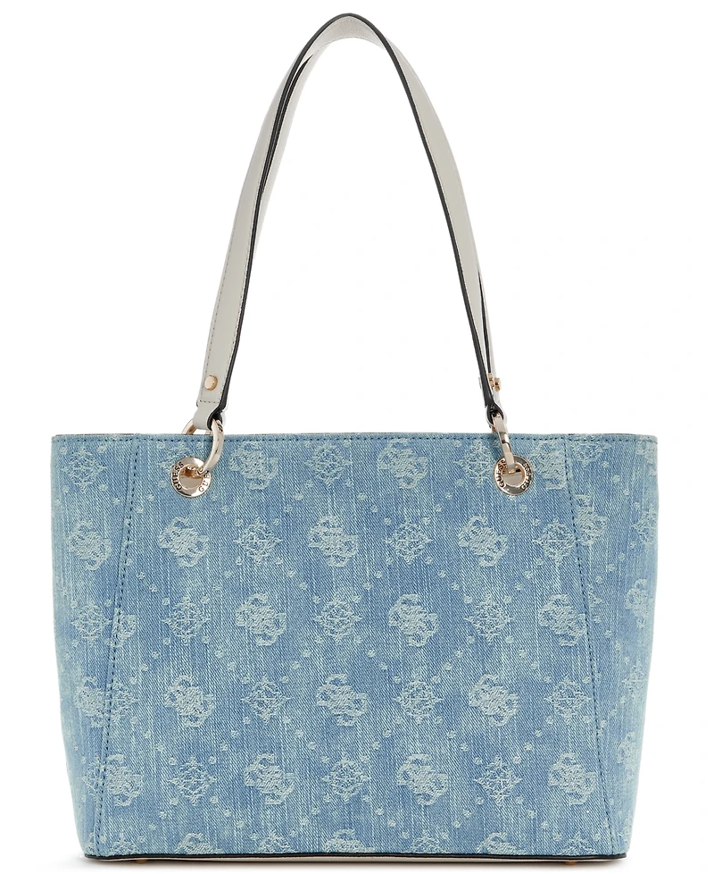Guess Noelle Ii Washed Denim Large Tote Handbag