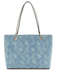 Guess Noelle Ii Washed Denim Large Tote Handbag