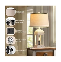 Sofucor 26-inch Table Lamp for Living Room, Farmhouse Lamps Set of 2 with Usb A+C and Nightlight