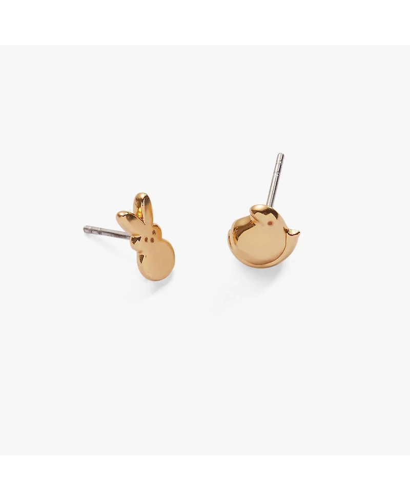Alex and Ani Gold Tone Brass Peeps Mismatched Stud Earrings