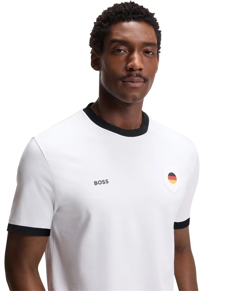 Boss by Hugo Men's Stretch-Cotton Germany Country Flag Logo T-Shirt