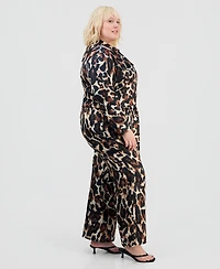 Full Circle Trends Trendy Plus Satin Shirt & Matching Pants Set