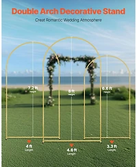Sugift Set of 3 Metal Wedding Arch Backdrop Stands for Celebrations