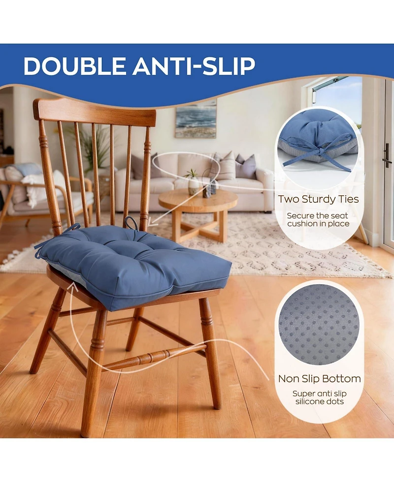 Gnuadz 2 Piece Chair Cushion Dining Memory Foam Waterproof Non Slip Ties