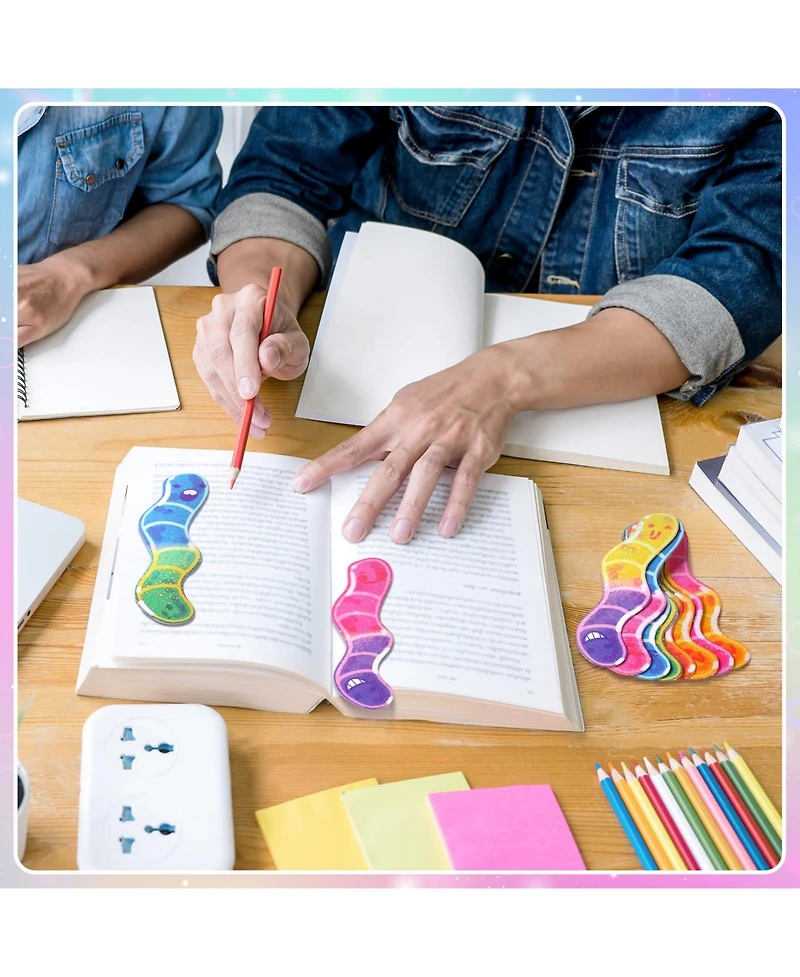 Gnuadz Worm-Shaped Bookmark Holographic Edition A Great Gift for Readers and Party Favor
