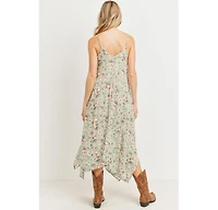 Hello Miz Maternity Floral V-Neck Spaghetti Strap Midi Dress with Pockets