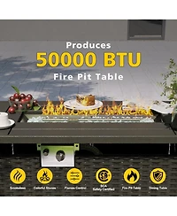 Aoxun 12-Piece Outdoor Black Wicker Patio Conversation Set with 44" Propane Fire Pit Table and Cushions