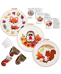 Gnuadz 3 Set Animal Embroidery Kits Beginners Diy Needlepoint