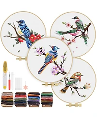 Gnuadz Embroidery Kit Adults Beginner Flowers Bird Hoop Thread