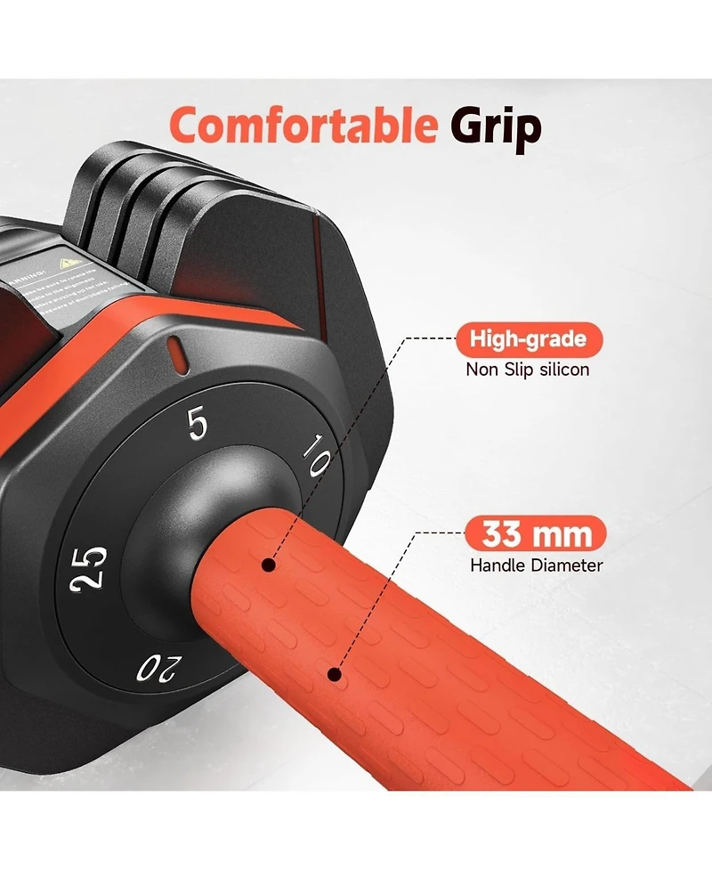 Fed Fitness 15LB to 55LB Adjustable Dumbbell Set Pair 5-Level Weights Anti-Slip Handle Full Body Workout Equipment