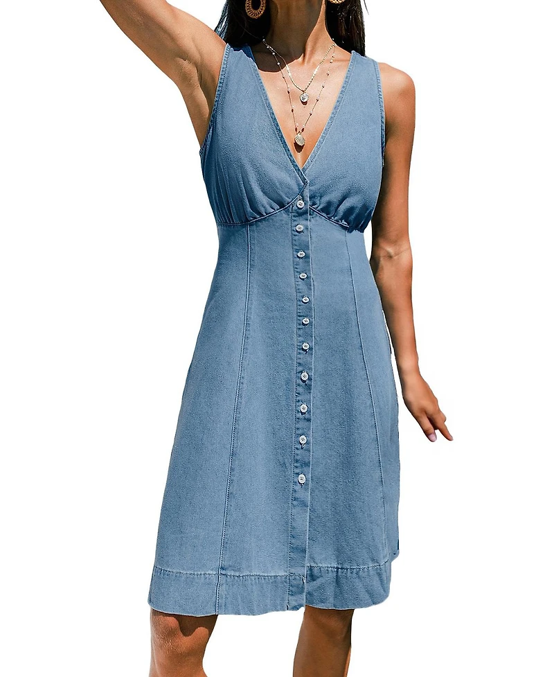 Cupshe Women's Message Received Denim Mini Beach Dress