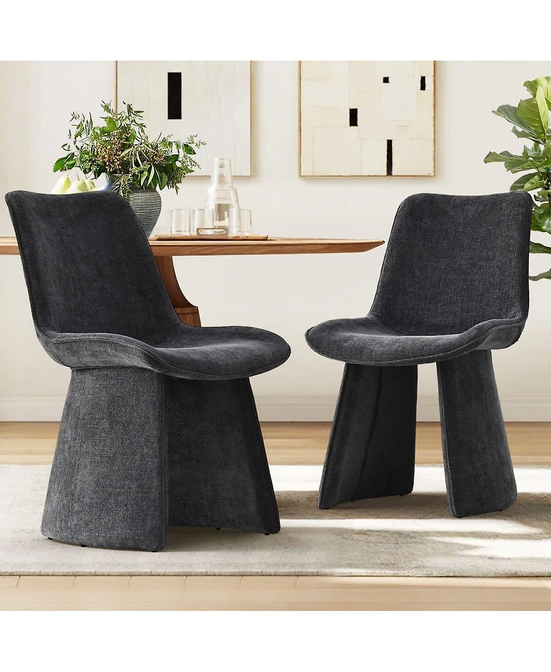Maison Boucle Modern Upholstered Dining Chairs Set of 2, Curved Back, Armless