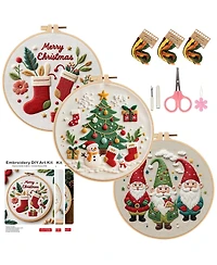 Gnuadz 3 Sets Christmas Embroidery Kit Beginners Santa Tree Pattern Diy Gift
