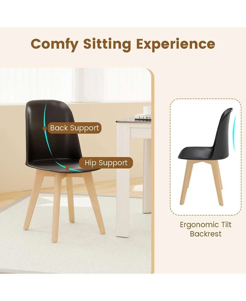 Slickblue Dining Chairs Set of 2 with Beech Wood Legs and Ergonomic Tilt Back Support
