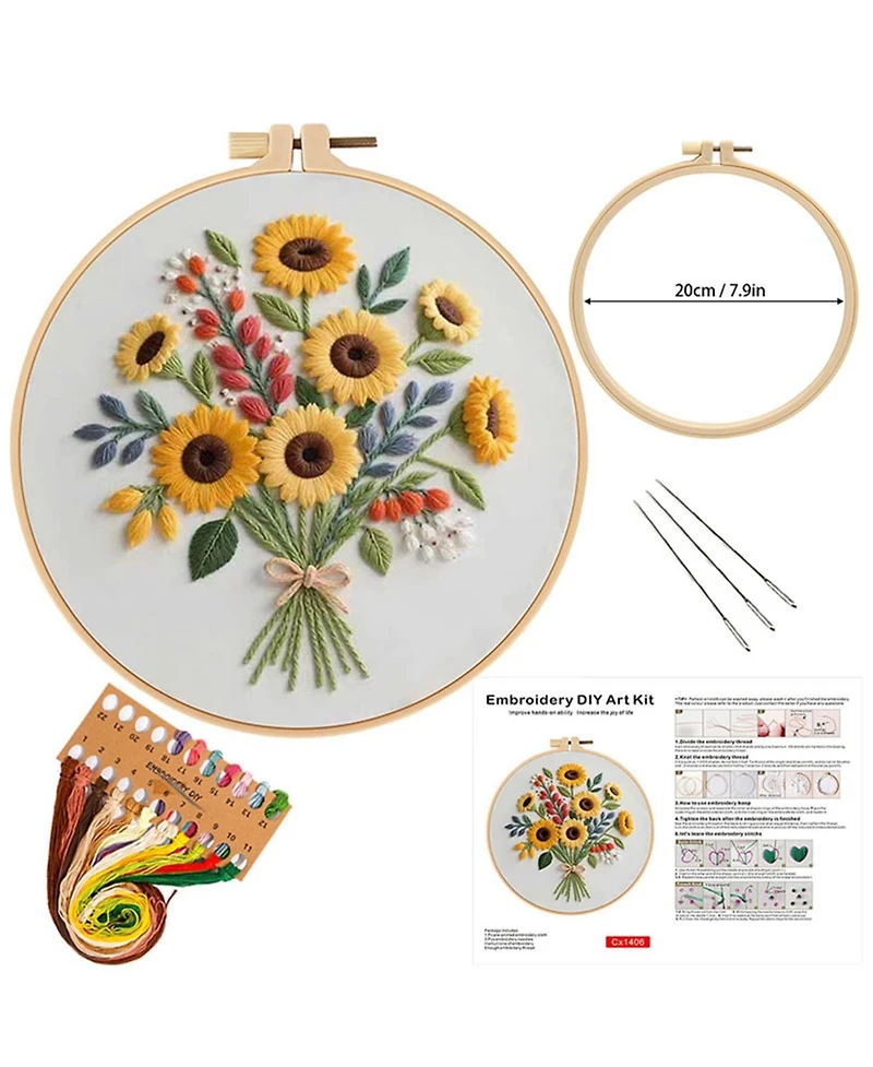Gnuadz Sunflower Embroidery Kit Diy Cross Stitch Beginner Hoop