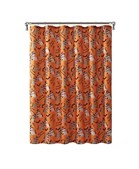 Kate Aurora Halloween Accents Kitty Witches and Broomsticks Festive Orange Fabric Shower Curtain - Standard Size